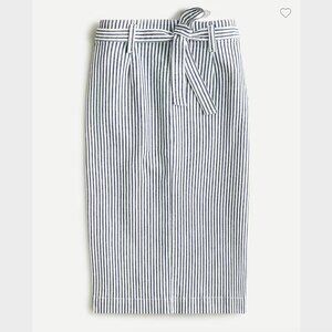 J. Crew Denim Midi Skirt with Blue and White Railroad Stripe - Size XS
